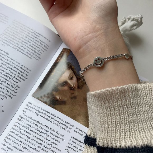 NEW 925 Sterling Silver Smiley Face Bracelet - Picture 5 of 7